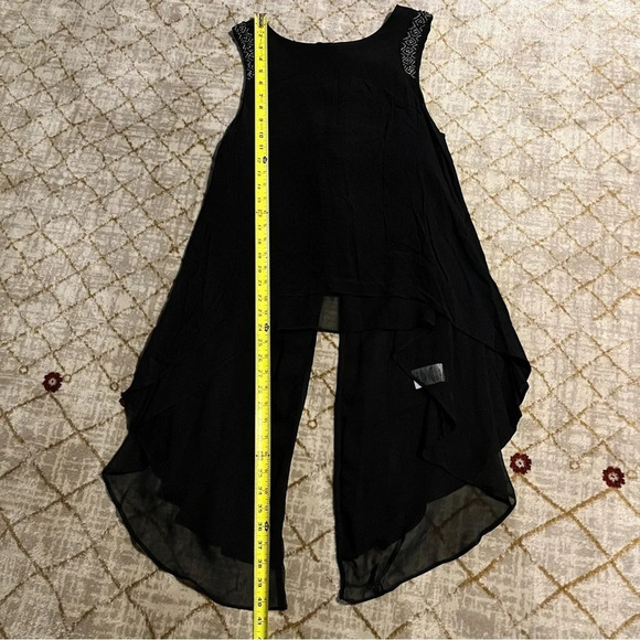Miss Me Black High Low Tie Up Open Back Beaded Tank Top Blouse Sz M - NWT - Picture 10 of 10